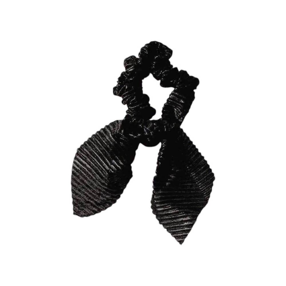 NEW LA JEWELRY PLAZA women's crimped metallic scrunchie in black